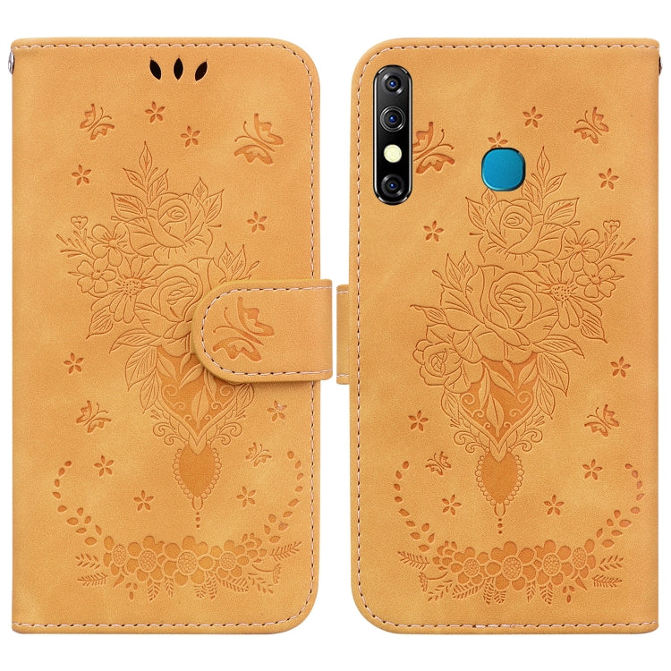 For Tecno Camon 12 / Spark 4 Butterfly Rose Embossed Leather Phone Case