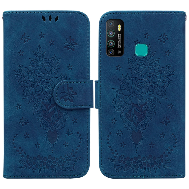 For Tecno Camon 15 Butterfly Rose Embossed Leather Phone Case