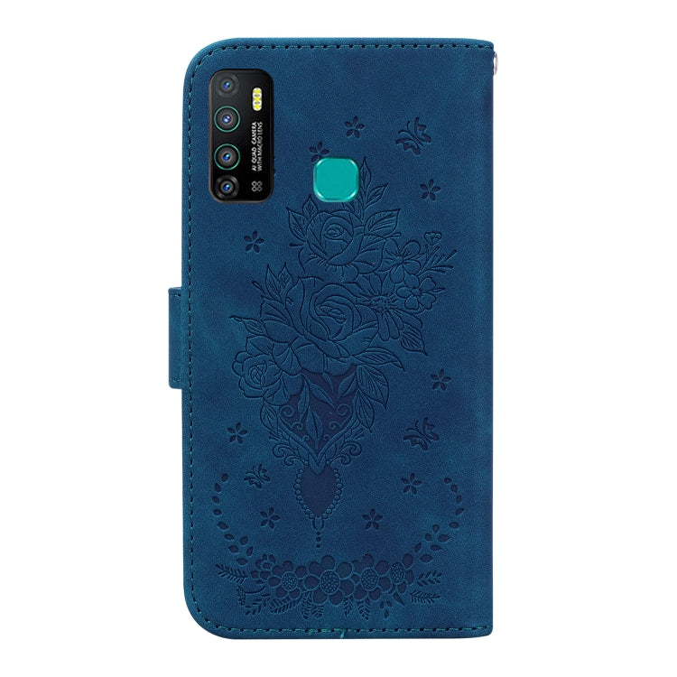 For Tecno Camon 15 Butterfly Rose Embossed Leather Phone Case