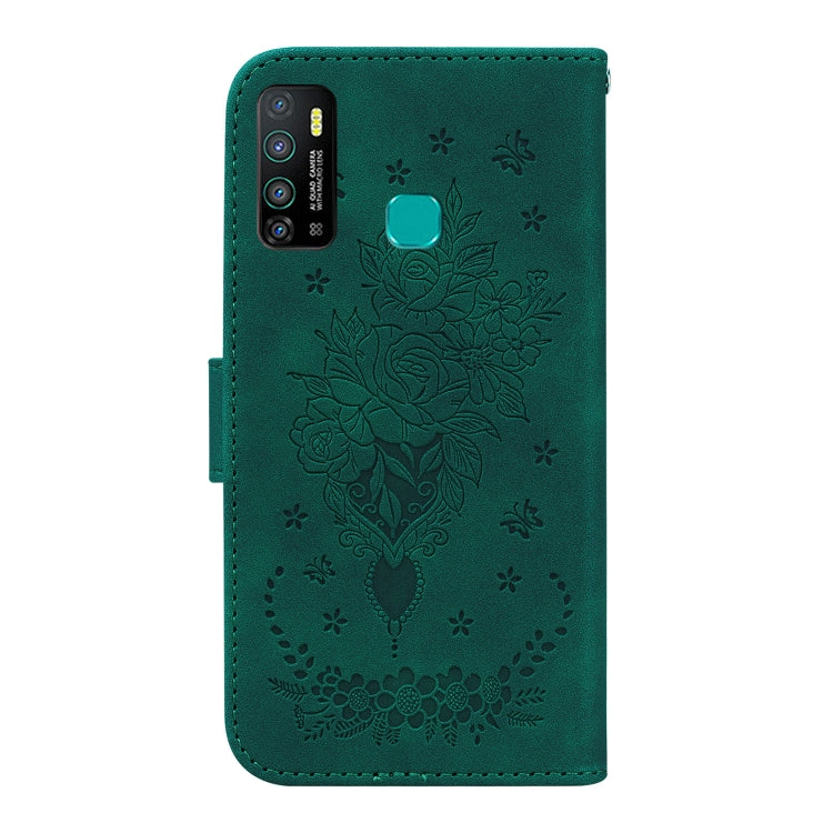 For Tecno Camon 15 Butterfly Rose Embossed Leather Phone Case