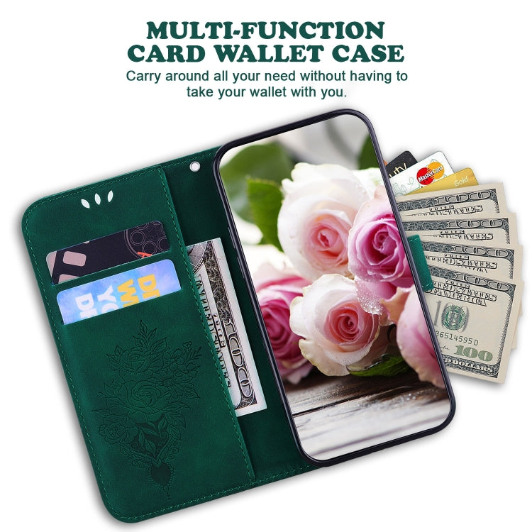 For Tecno Camon 15 Butterfly Rose Embossed Leather Phone Case