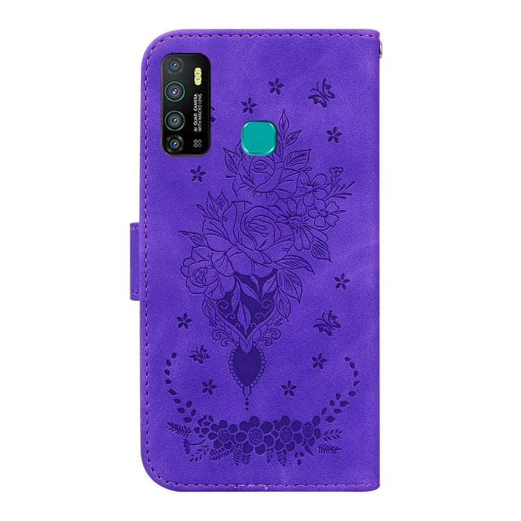 For Tecno Camon 15 Butterfly Rose Embossed Leather Phone Case