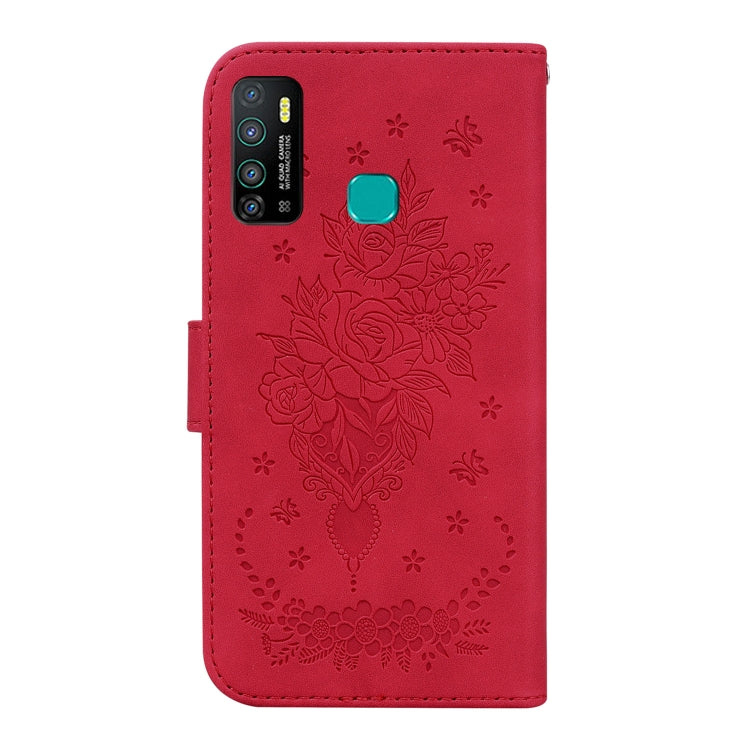 For Tecno Camon 15 Butterfly Rose Embossed Leather Phone Case