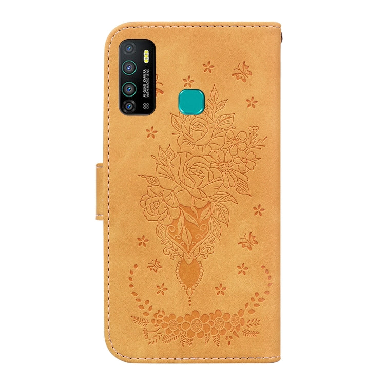 For Tecno Camon 15 Butterfly Rose Embossed Leather Phone Case