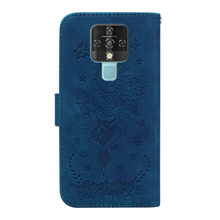 For Tecno Camon 16 Butterfly Rose Embossed Leather Phone Case