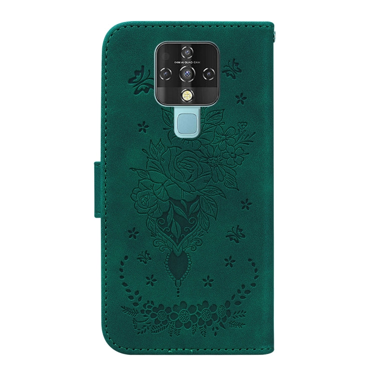 For Tecno Camon 16 Butterfly Rose Embossed Leather Phone Case