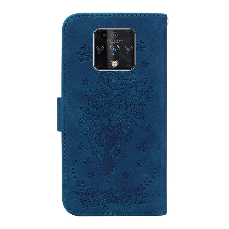For Tecno Camon 16 Premier Butterfly Rose Embossed Leather Phone Case