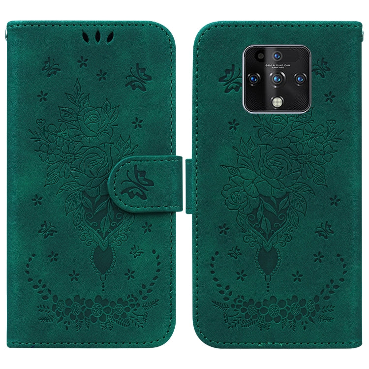 For Tecno Camon 16 Premier Butterfly Rose Embossed Leather Phone Case