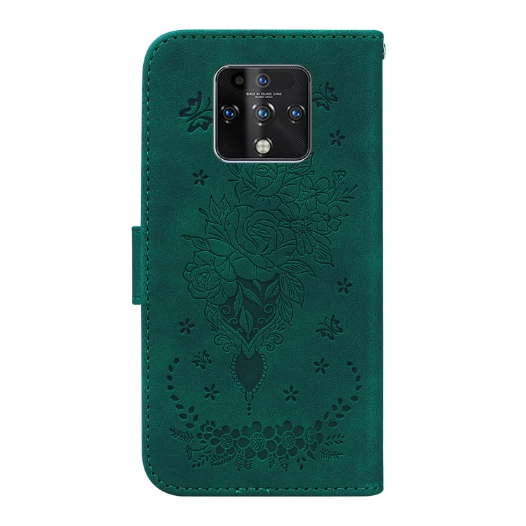 For Tecno Camon 16 Premier Butterfly Rose Embossed Leather Phone Case