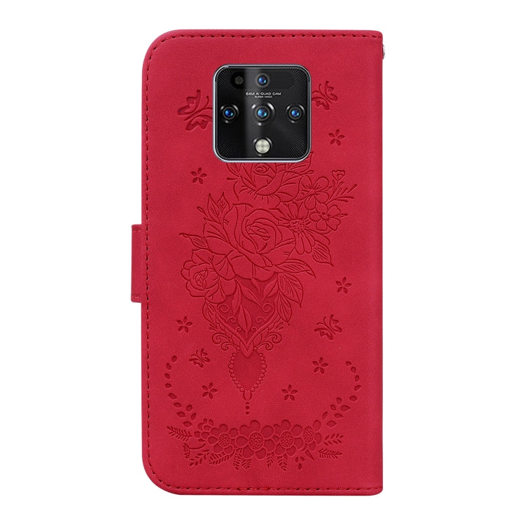 For Tecno Camon 16 Premier Butterfly Rose Embossed Leather Phone Case
