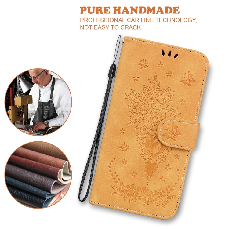 For Tecno Camon 16 Premier Butterfly Rose Embossed Leather Phone Case