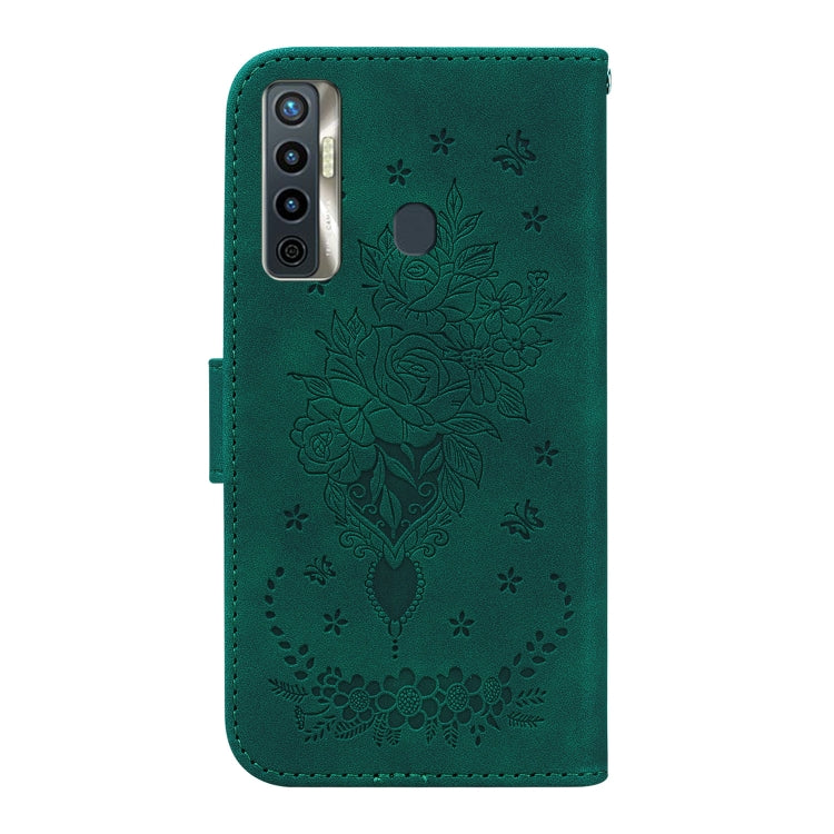 For Tecno Camon 17 Butterfly Rose Embossed Leather Phone Case