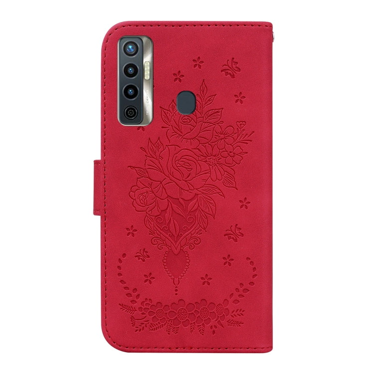 For Tecno Camon 17 Butterfly Rose Embossed Leather Phone Case