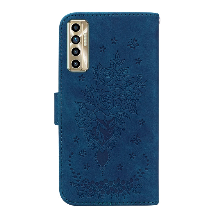 For Tecno Camon 17P Butterfly Rose Embossed Leather Phone Case
