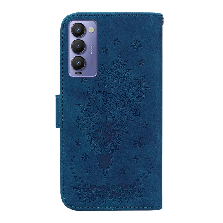 For Tecno Camon 18P Butterfly Rose Embossed Leather Phone Case