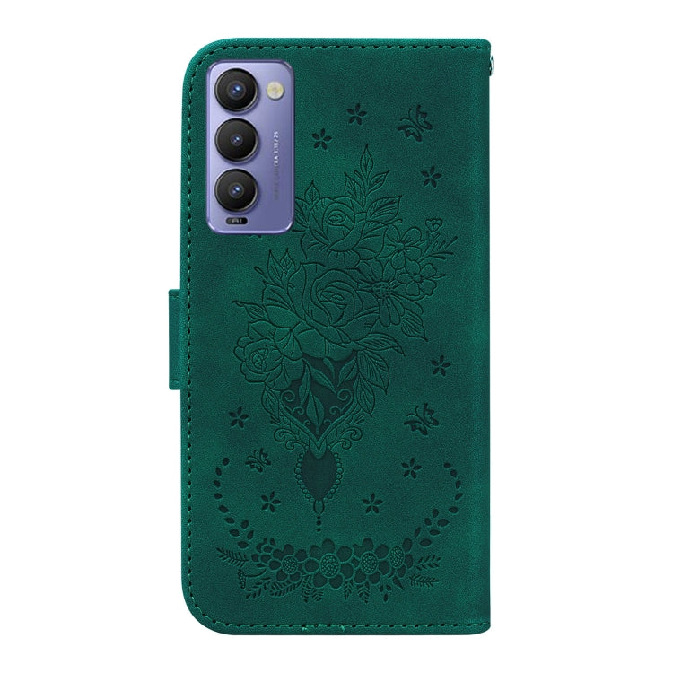 For Tecno Camon 18P Butterfly Rose Embossed Leather Phone Case