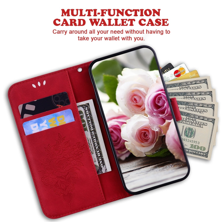 For Tecno Camon 18P Butterfly Rose Embossed Leather Phone Case