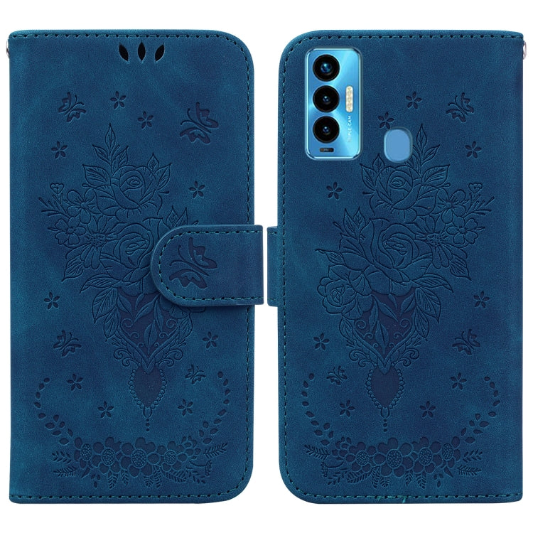 For Tecno Camon 18i Butterfly Rose Embossed Leather Phone Case