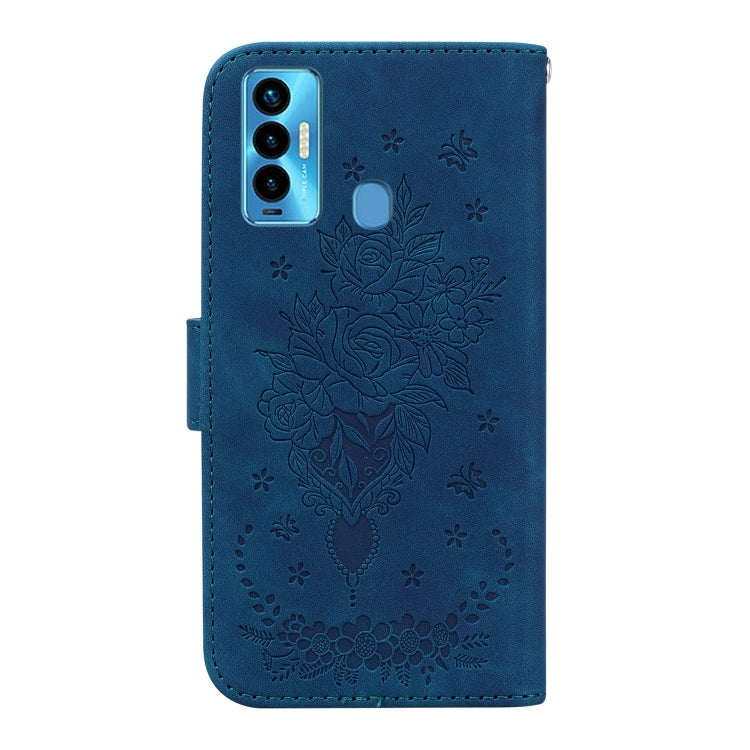 For Tecno Camon 18i Butterfly Rose Embossed Leather Phone Case