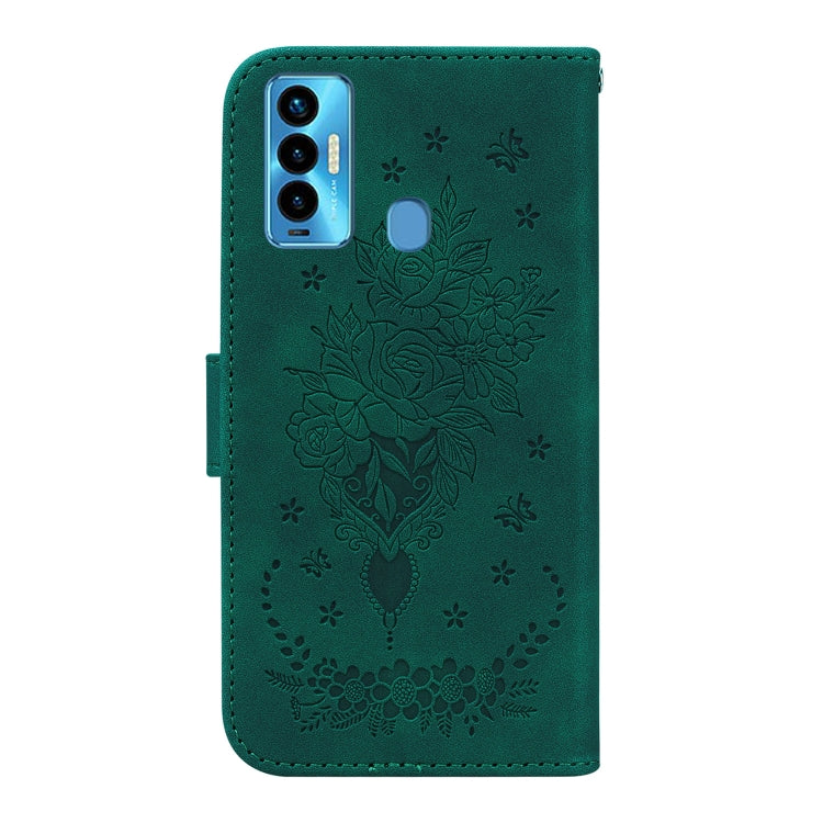 For Tecno Camon 18i Butterfly Rose Embossed Leather Phone Case