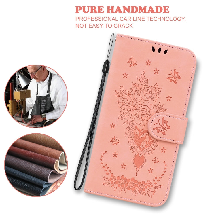 For Tecno Pop 4 Butterfly Rose Embossed Leather Phone Case