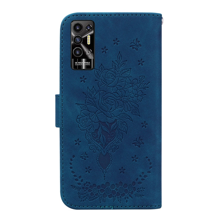 For Tecno Pova 2 Butterfly Rose Embossed Leather Phone Case