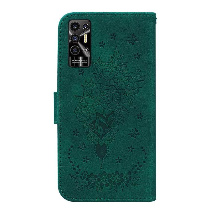 For Tecno Pova 2 Butterfly Rose Embossed Leather Phone Case
