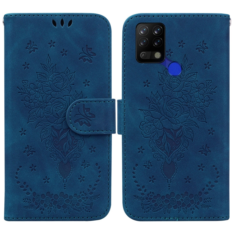 For Tecno Pova 4G Butterfly Rose Embossed Leather Phone Case