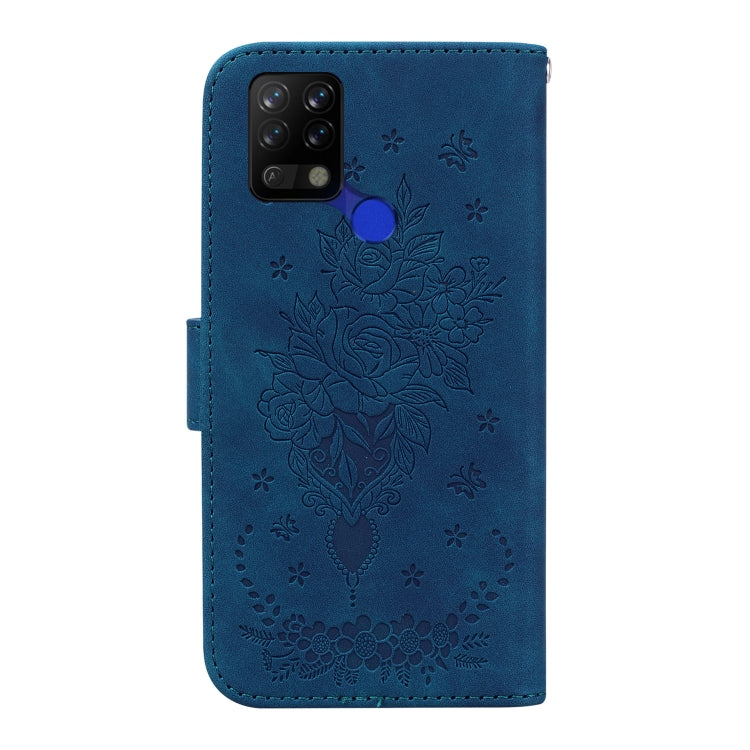 For Tecno Pova 4G Butterfly Rose Embossed Leather Phone Case