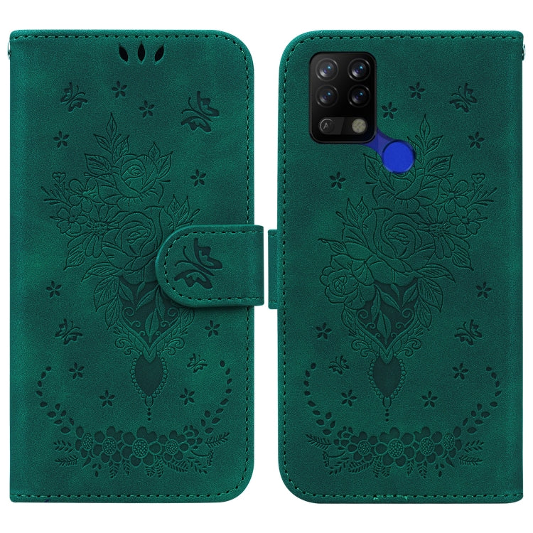 For Tecno Pova 4G Butterfly Rose Embossed Leather Phone Case