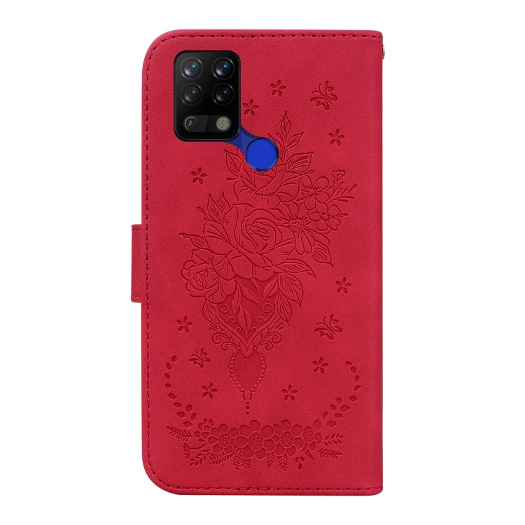 For Tecno Pova 4G Butterfly Rose Embossed Leather Phone Case