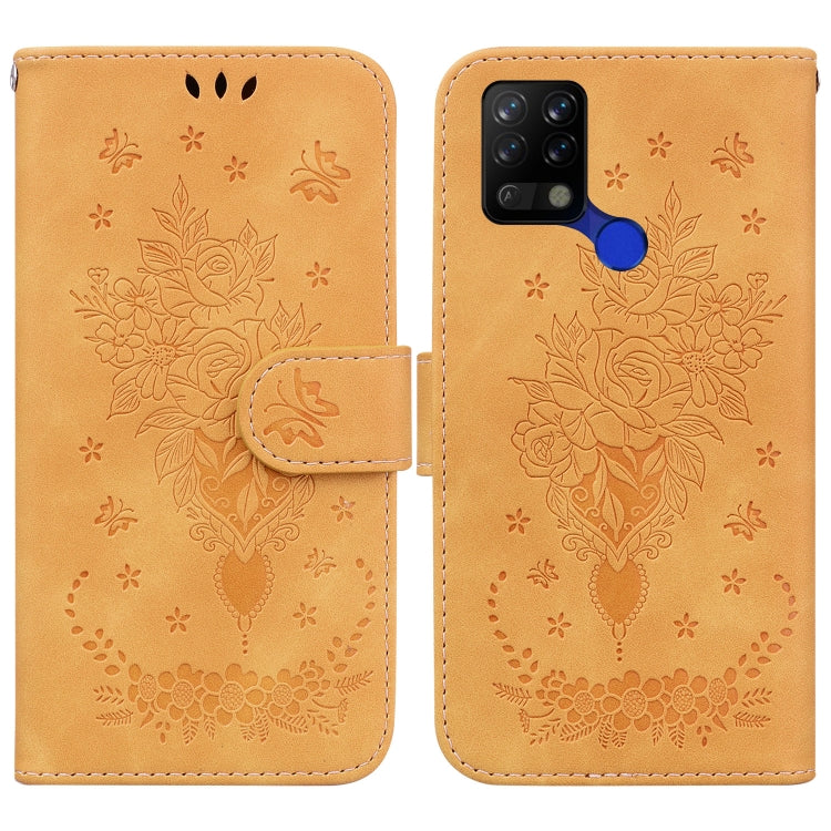 For Tecno Pova 4G Butterfly Rose Embossed Leather Phone Case