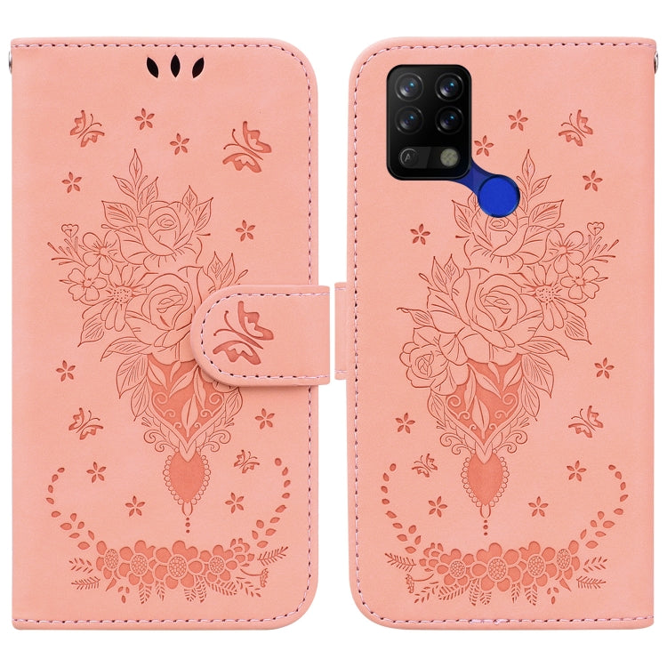 For Tecno Pova 4G Butterfly Rose Embossed Leather Phone Case