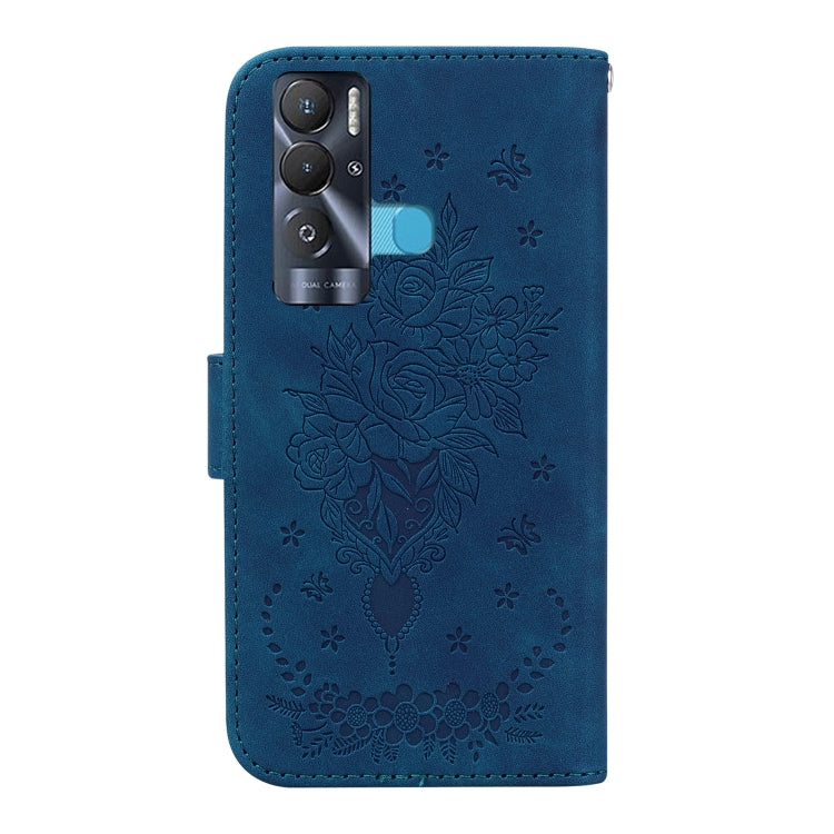 For Tecno Pova Neo Butterfly Rose Embossed Leather Phone Case