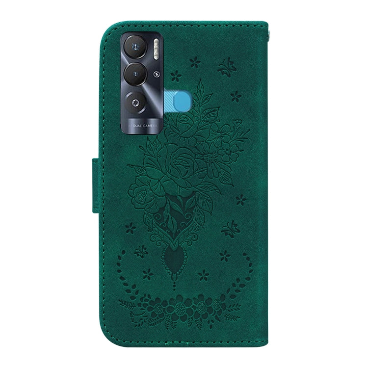 For Tecno Pova Neo Butterfly Rose Embossed Leather Phone Case