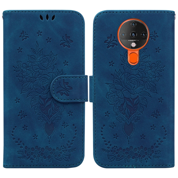 For Tecno Spark 6 Butterfly Rose Embossed Leather Phone Case