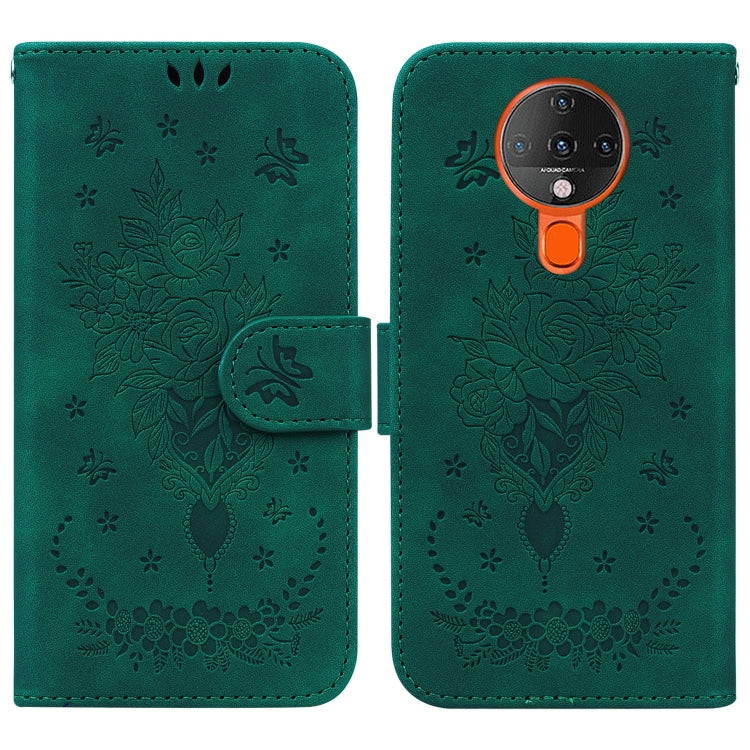 For Tecno Spark 6 Butterfly Rose Embossed Leather Phone Case