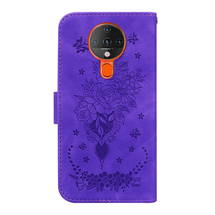 For Tecno Spark 6 Butterfly Rose Embossed Leather Phone Case