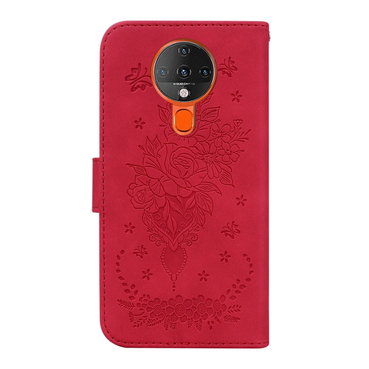 For Tecno Spark 6 Butterfly Rose Embossed Leather Phone Case