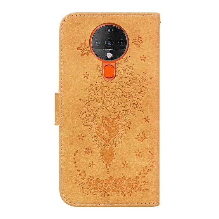 For Tecno Spark 6 Butterfly Rose Embossed Leather Phone Case