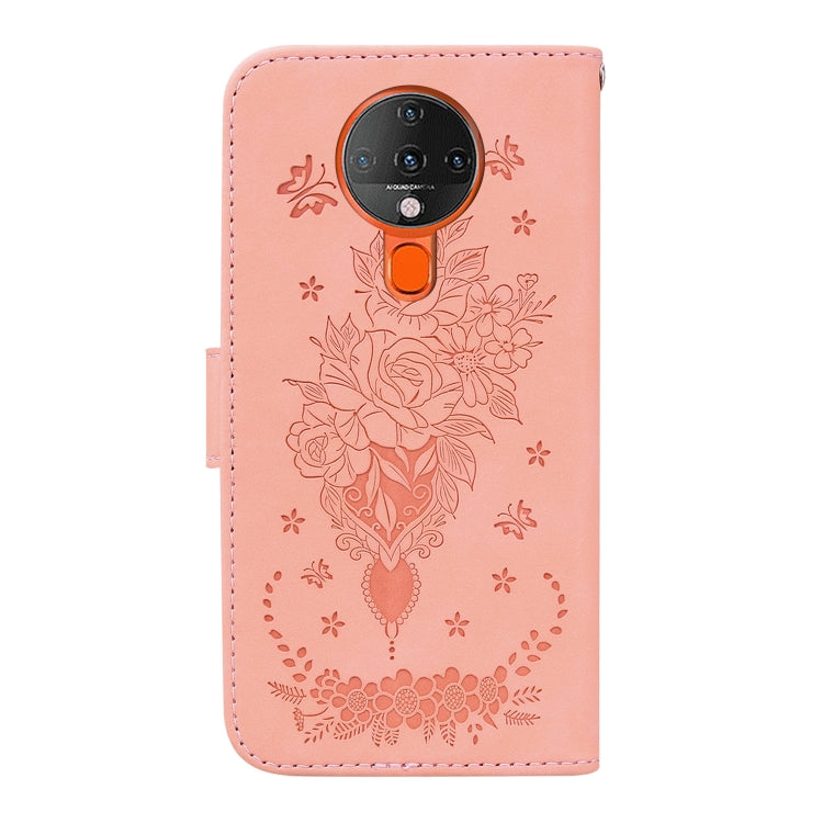 For Tecno Spark 6 Butterfly Rose Embossed Leather Phone Case