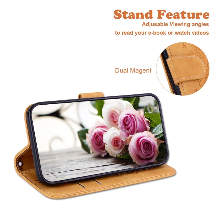 For Tecno Spark 7 Butterfly Rose Embossed Leather Phone Case