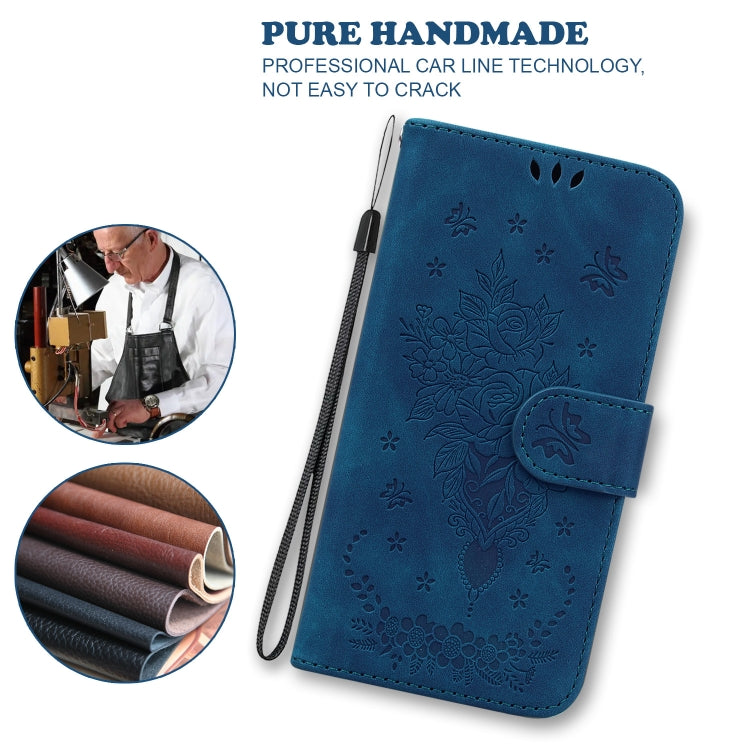 For Tecno Spark 7 Pro Butterfly Rose Embossed Leather Phone Case