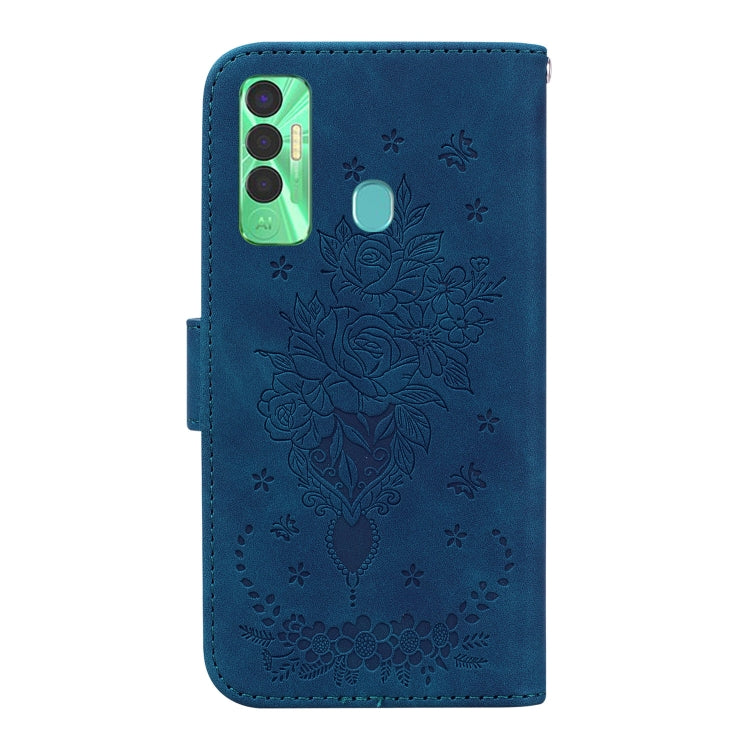For Tecno Spark 7P Butterfly Rose Embossed Leather Phone Case