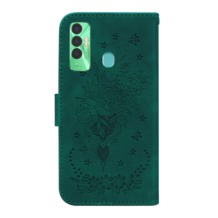 For Tecno Spark 7P Butterfly Rose Embossed Leather Phone Case
