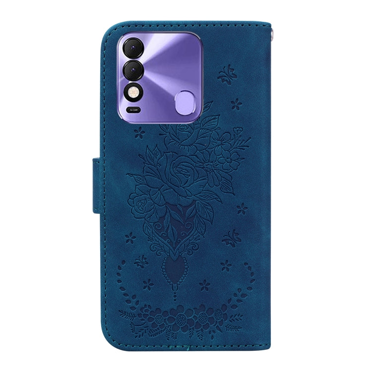 For Tecno Spark 8 / Spark 8T Butterfly Rose Embossed Leather Phone Case