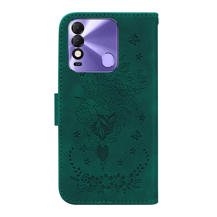 For Tecno Spark 8 / Spark 8T Butterfly Rose Embossed Leather Phone Case