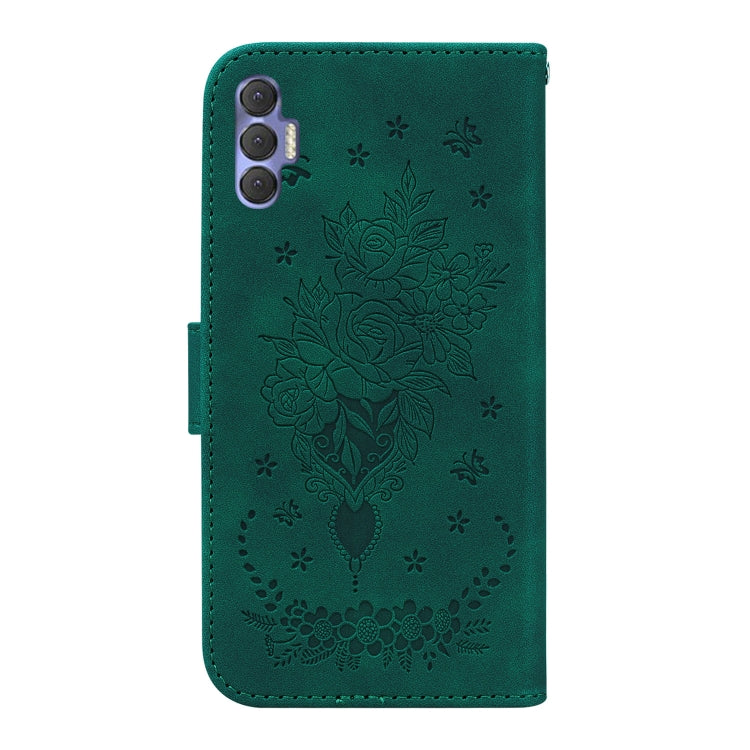 For Tecno Spark 8P Butterfly Rose Embossed Leather Phone Case