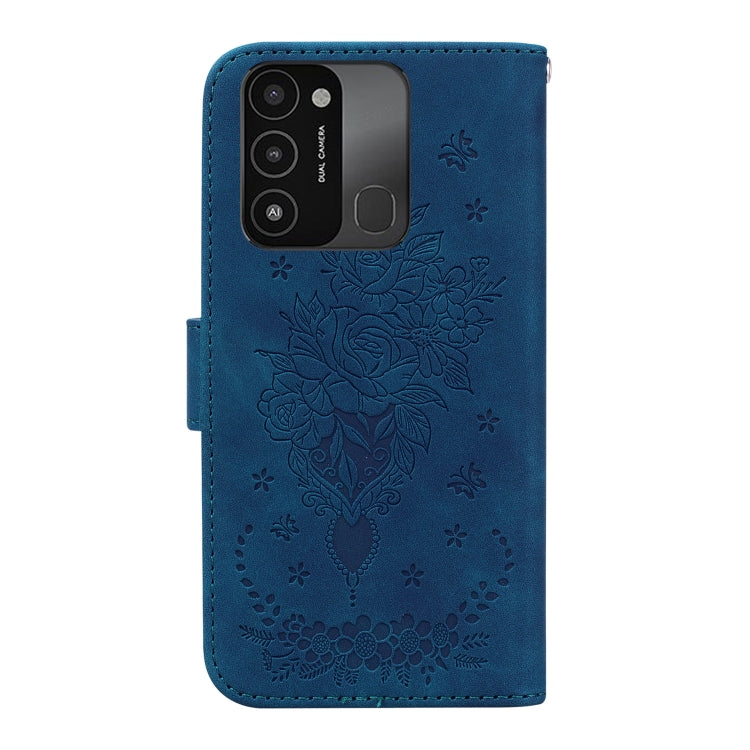 For Tecno Spark Go 2022 / Spark 8C Butterfly Rose Embossed Leather Phone Case