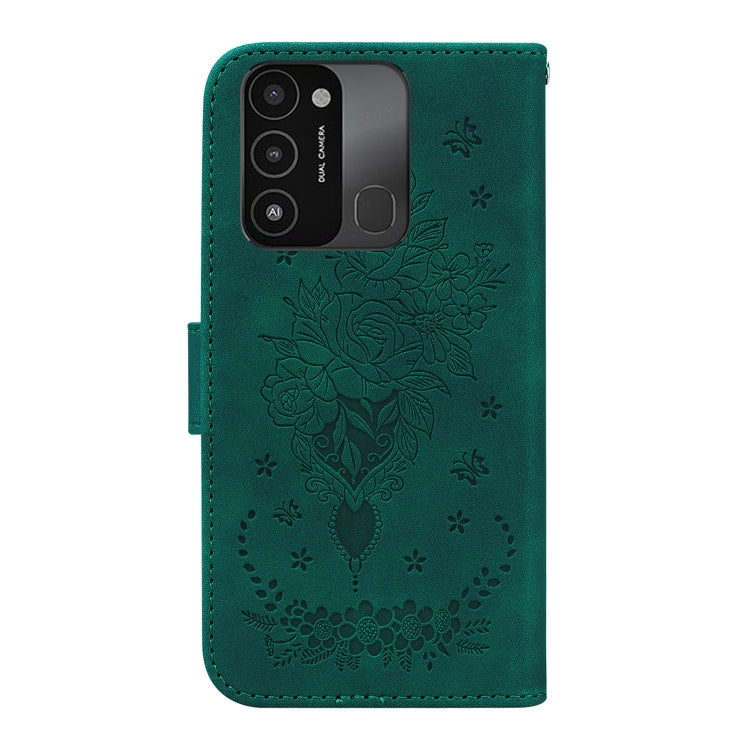 For Tecno Spark Go 2022 / Spark 8C Butterfly Rose Embossed Leather Phone Case